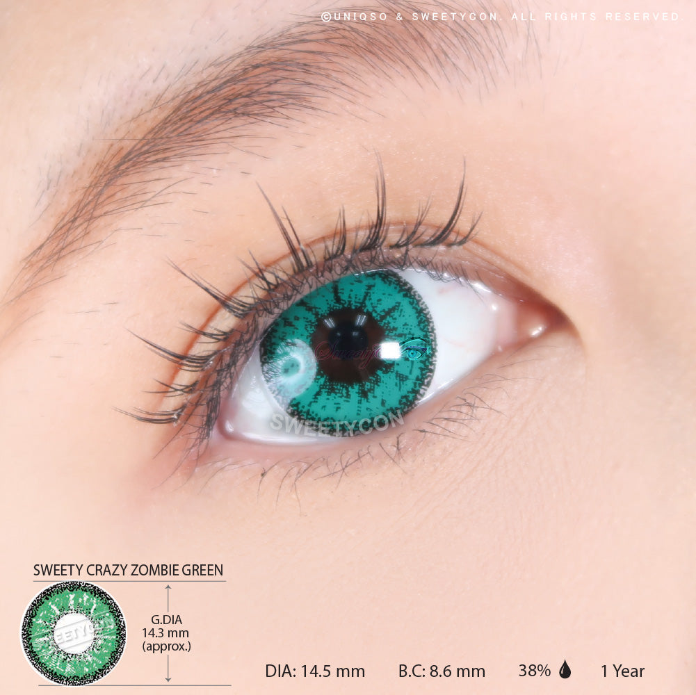 Sweety Crazy Zombie Green (1 lens/pack)-Crazy Contacts-UNIQSO