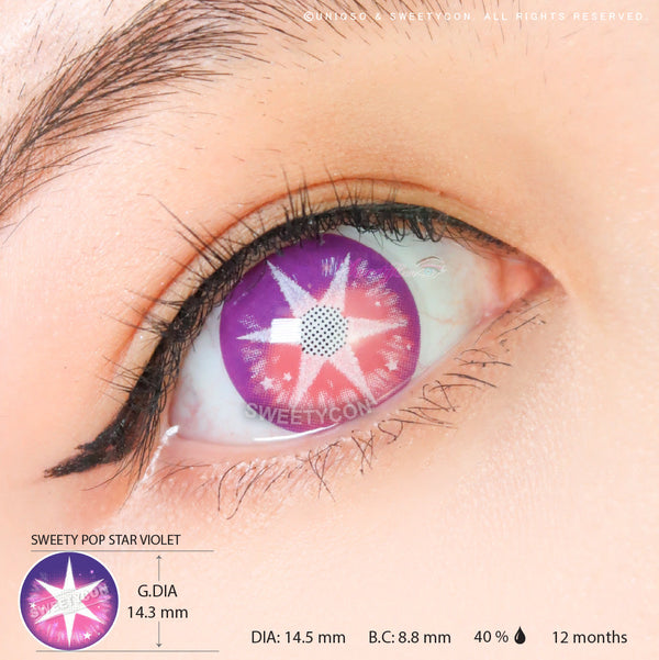 Sweety Pop Star Violet (1 lens/pack)-Colored Contacts-UNIQSO