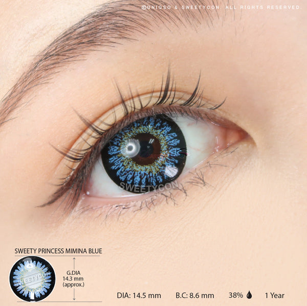 Sweety Princess Mimina Blue (1 lens/pack)-Colored Contacts-UNIQSO