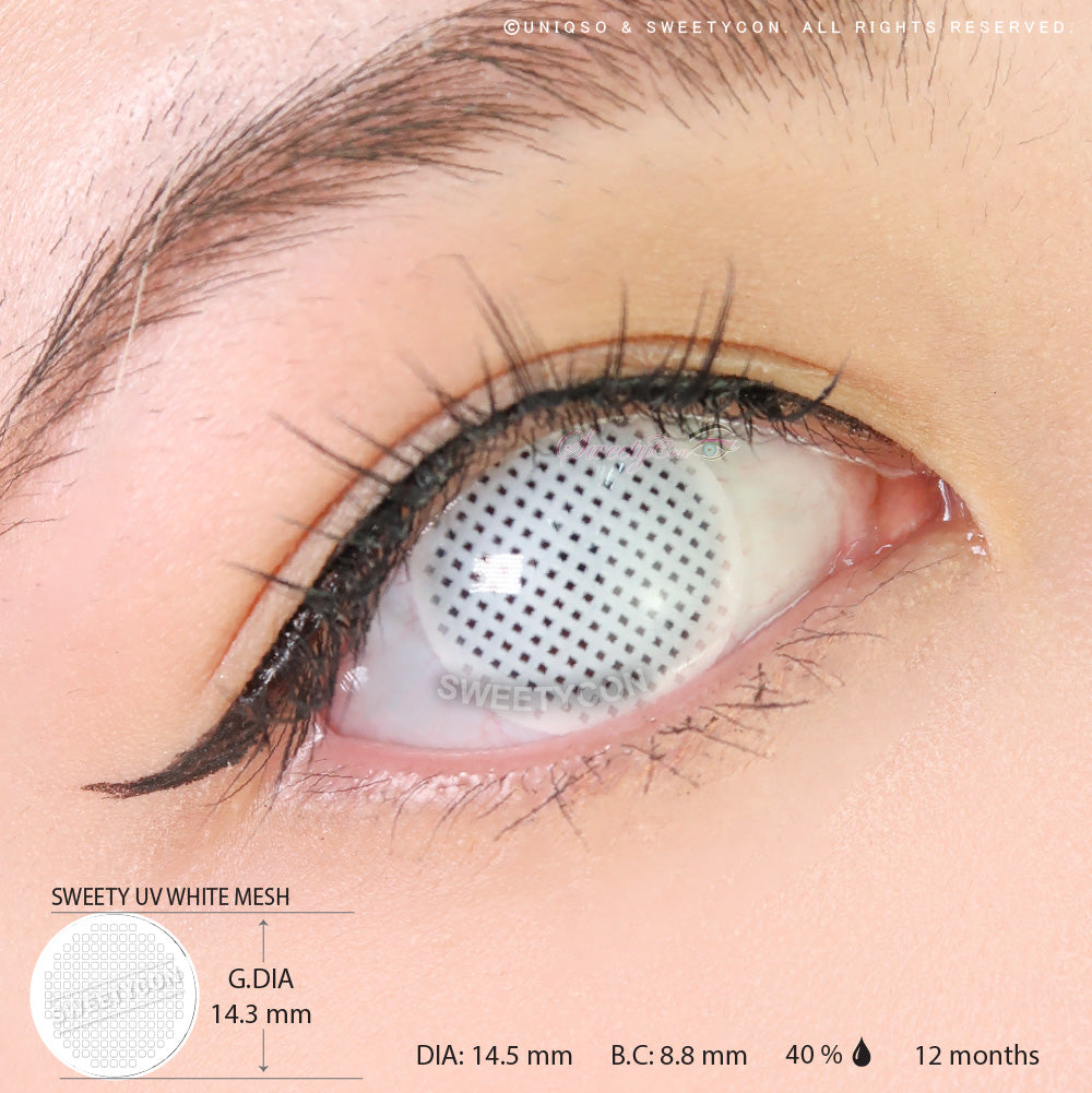 Sweety Crazy UV White Mesh (1 lens/pack)-Crazy Contacts-UNIQSO