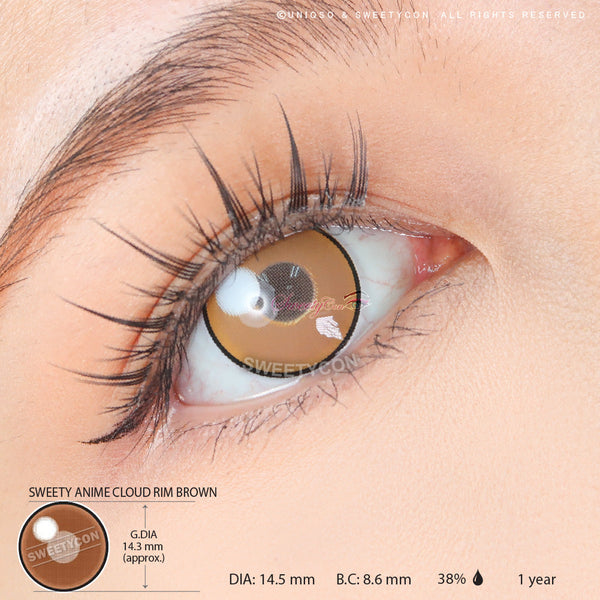 Sweety Anime Cloud Rim Brown (1 lens/pack)-Colored Contacts-UNIQSO