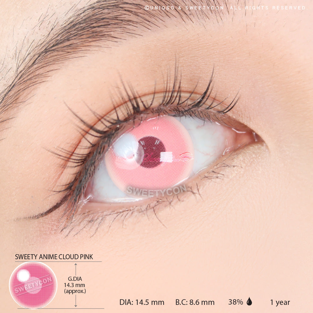 Sweety Anime Cloud Pink (1 lens/pack)-Colored Contacts-UNIQSO