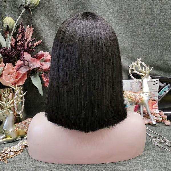 Premium Wig - Ebony Timeless Bob in Shoulder Length Lace Front Wig-Lace Front Wig-UNIQSO