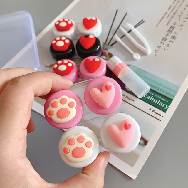 Cute Paw & Love Lens Case Travel Kit (3 Pairs)-Lens Case-UNIQSO EU