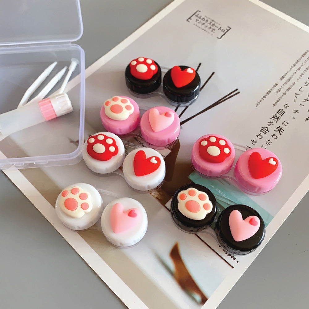 Cute Paw & Love Lens Case Travel Kit (3 Pairs)-Lens Case-UNIQSO EU