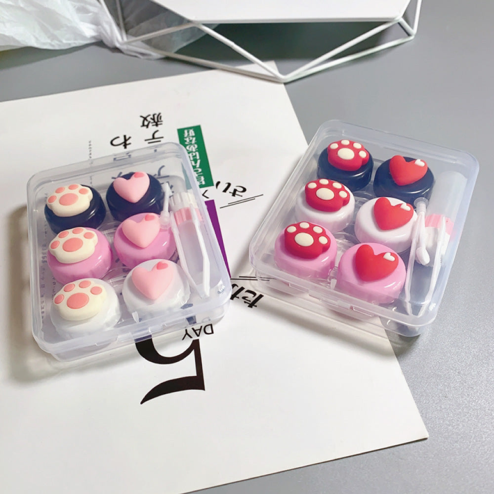 Cute Paw & Love Lens Case Travel Kit (3 Pairs)-Lens Case-UNIQSO EU