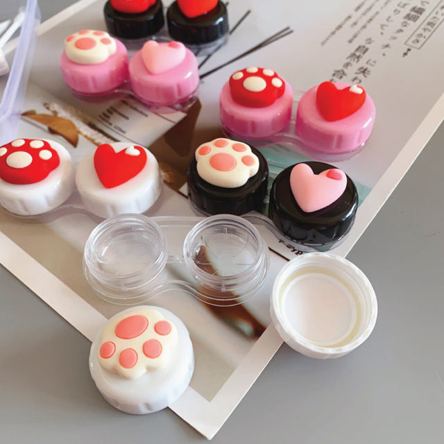 Cute Paw & Love Lens Case Travel Kit (3 Pairs)-Lens Case-UNIQSO EU