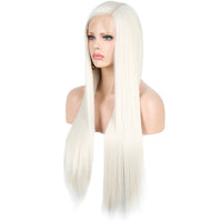 Glitzy White Front Lace Long Straight Hair Wig-Lace Front Wig-UNIQSO EU