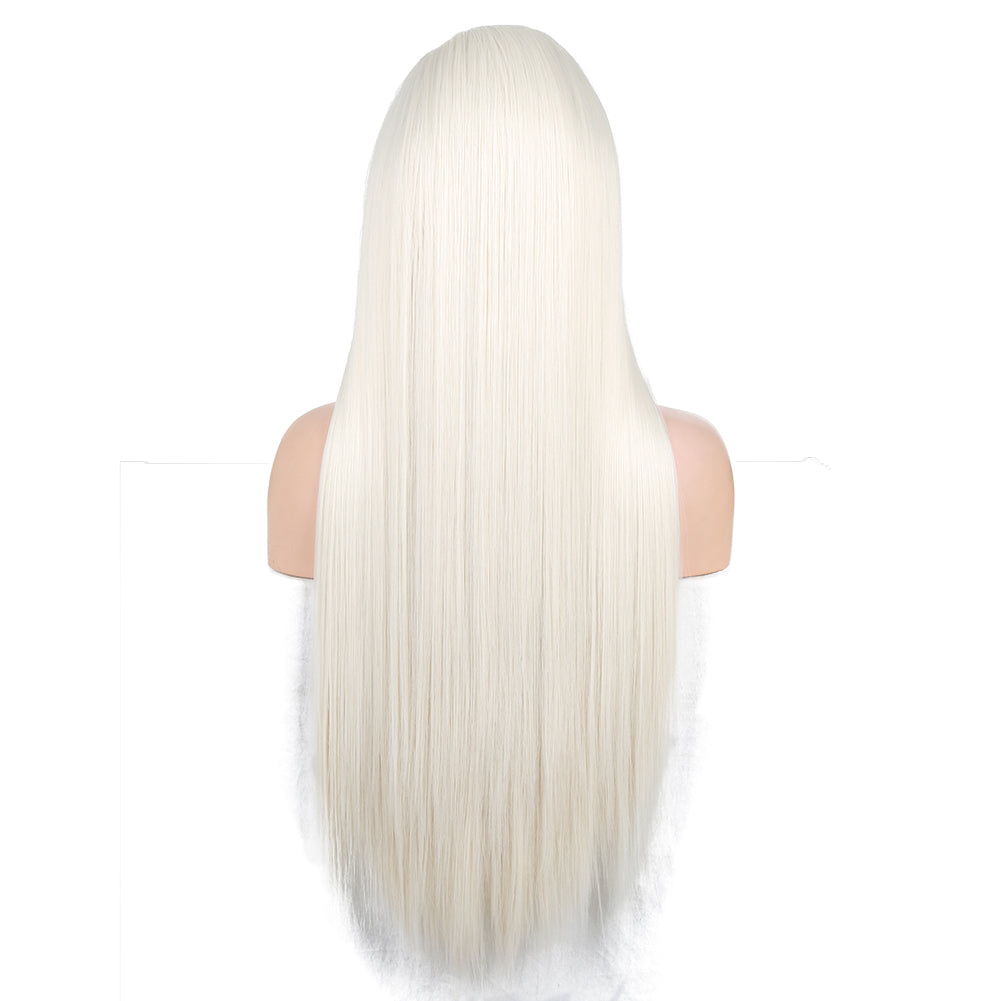 Glitzy White Front Lace Long Straight Hair Wig-Lace Front Wig-UNIQSO EU