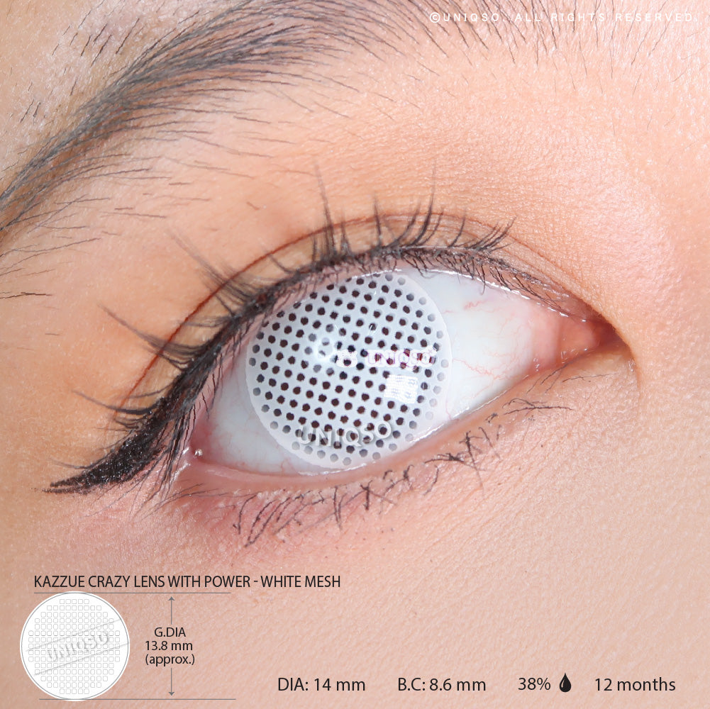 Kazzue Crazy Lens with Power - White Mesh (1 lens/pack)-Crazy Contacts-UNIQSO EU
