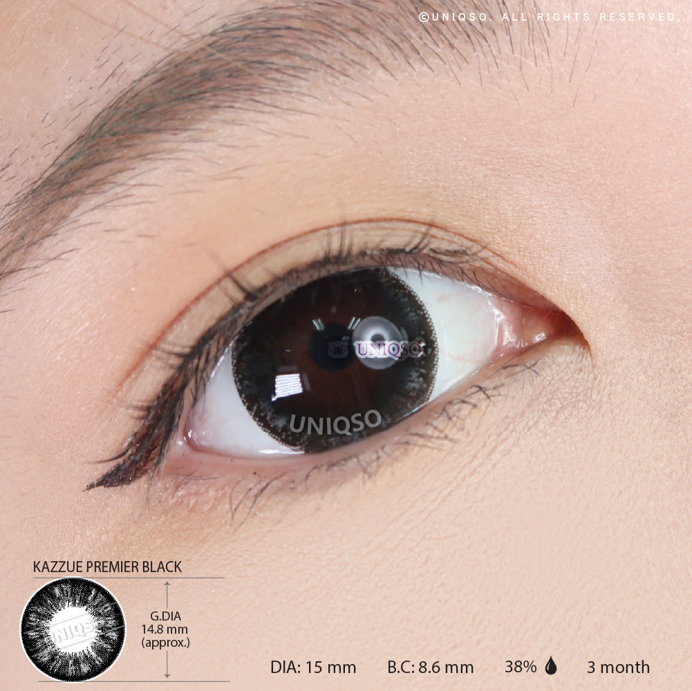 Kazzue Premier Black (1 lens/pack)-Colored Contacts-UNIQSO EU