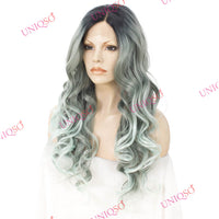 Premium Wig - Reverse Balayage Grey Wig-Lace Front Wig-UNIQSO