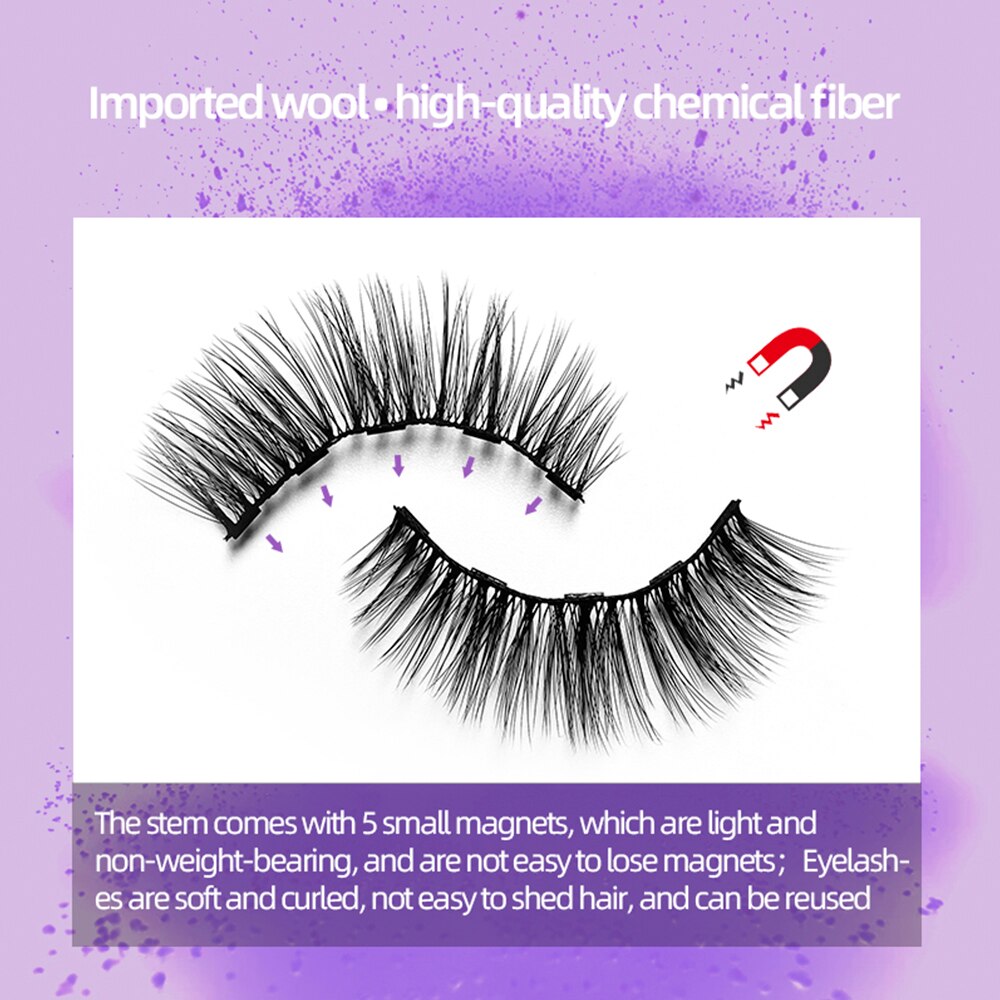 Natural Long Faux Mink Magnetic Eyelashes Full Kit Set (5 Pairs)-Magnetic Eyelash-UNIQSO EU