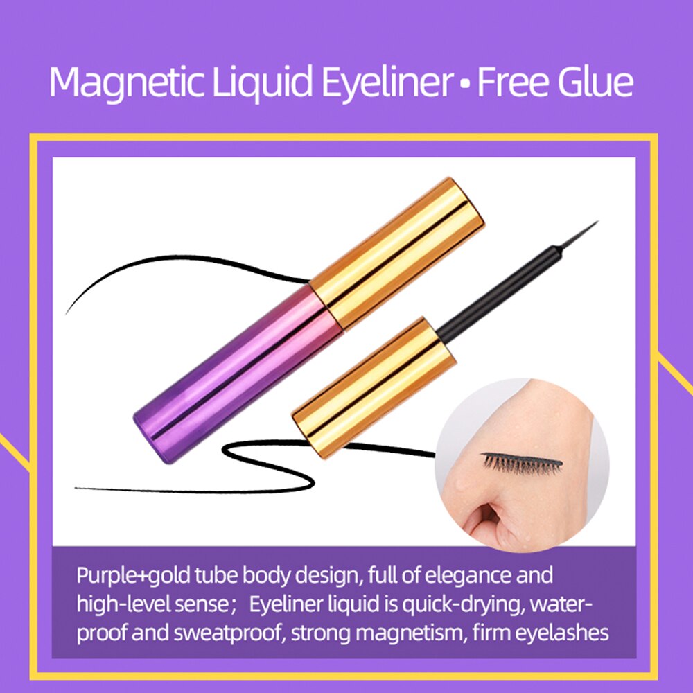 Natural Long Faux Mink Magnetic Eyelashes Full Kit Set (5 Pairs)-Magnetic Eyelash-UNIQSO EU