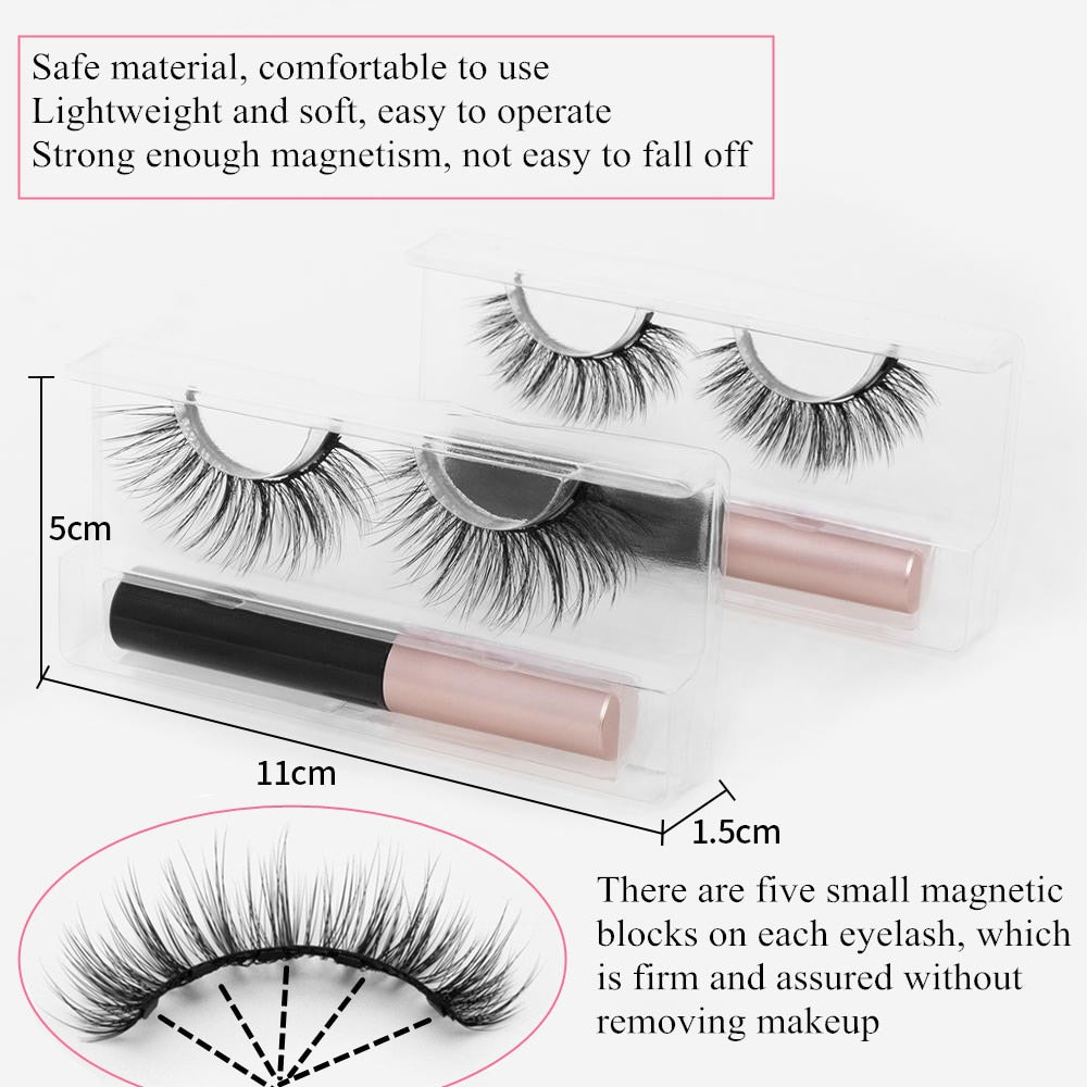 Natural Long Faux Mink Magnetic Eyelashes With Eyeliner-Magnetic Eyelash-UNIQSO EU