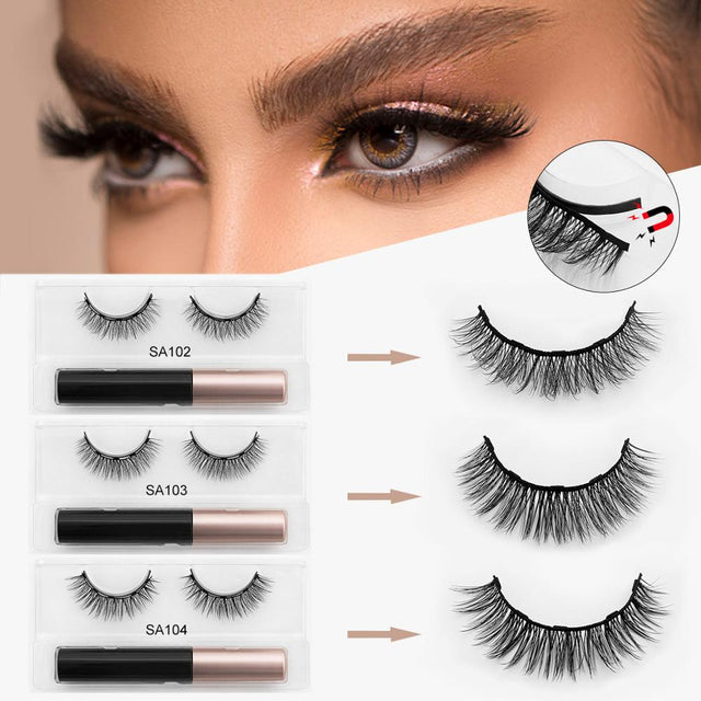 Natural Long Faux Mink Magnetic Eyelashes With Eyeliner-Magnetic Eyelash-UNIQSO EU