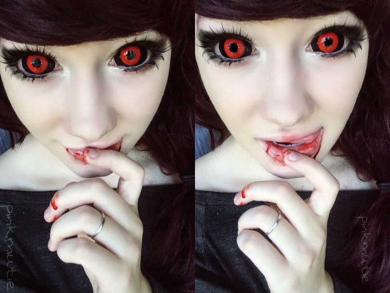 Phantasee Red Black Sclera Contacts Tokyo Ghoul - Red Ghoul/Gremlin (2 lenses/pack)-Sclera Contacts-UNIQSO EU
