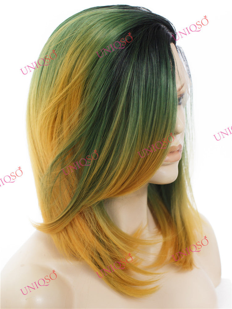 Premium Wig - Dip Dye Turquoise Ombre Lace Wig-Lace Front Wig-UNIQSO EU