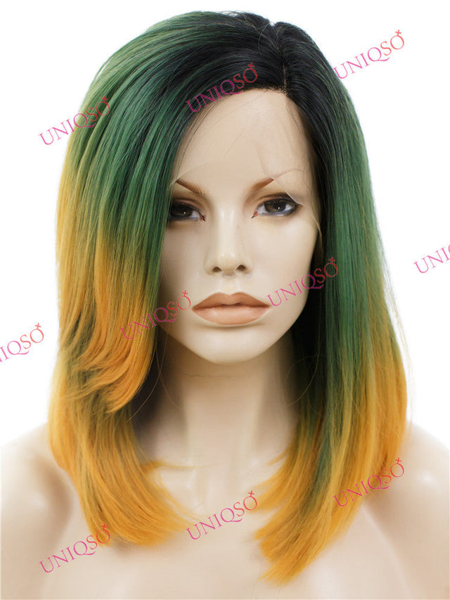Premium Wig - Dip Dye Turquoise Ombre Lace Wig-Lace Front Wig-UNIQSO EU