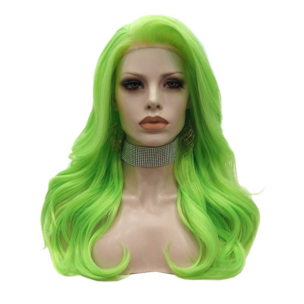 Premium Wig - Fluorescent Green Side Sweep Long Lace Front Wig-Lace Front Wig-UNIQSO EU