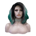 Premium Wig - Ombre Grey Turquoise Medium Curl Lace Front Wig-Lace Front Wig-UNIQSO EU