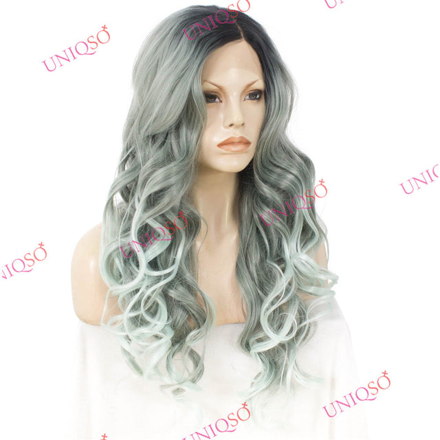 Premium Wig - Reverse Balayage Grey Wig-Lace Front Wig-UNIQSO EU