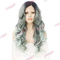 Premium Wig - Reverse Balayage Grey Wig-Lace Front Wig-UNIQSO EU