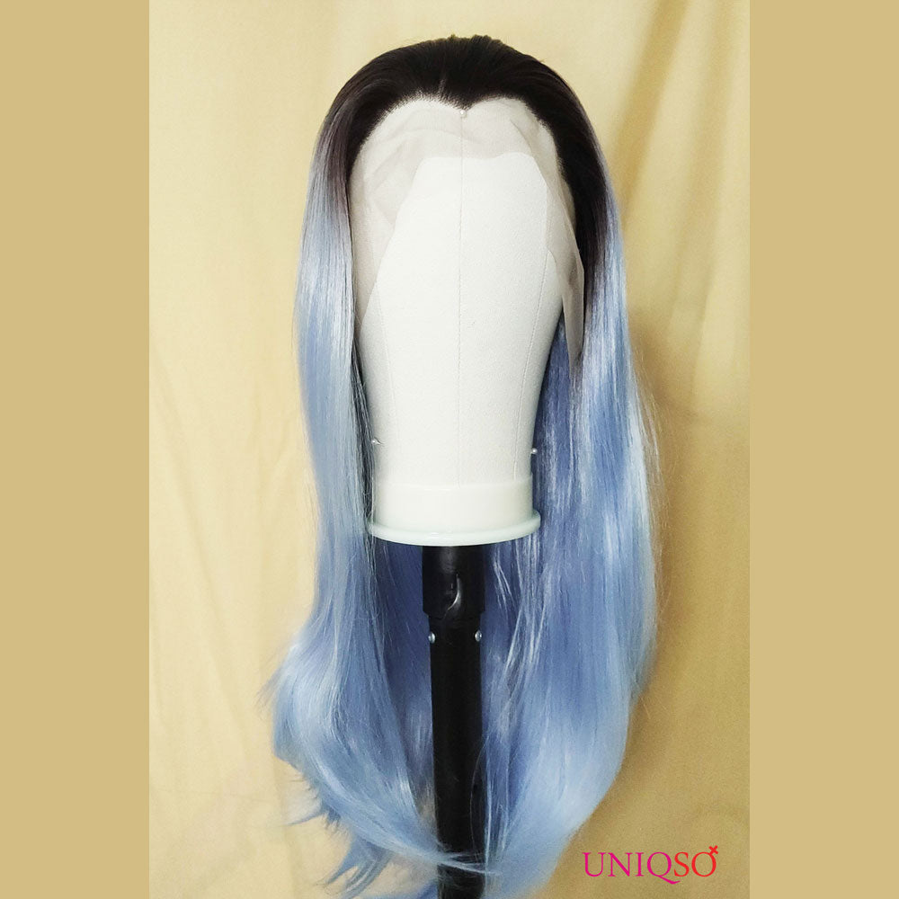 Premium Wig - Rooted Glacier Blue Long Straight Lace Front Wig-Lace Front Wig-UNIQSO EU