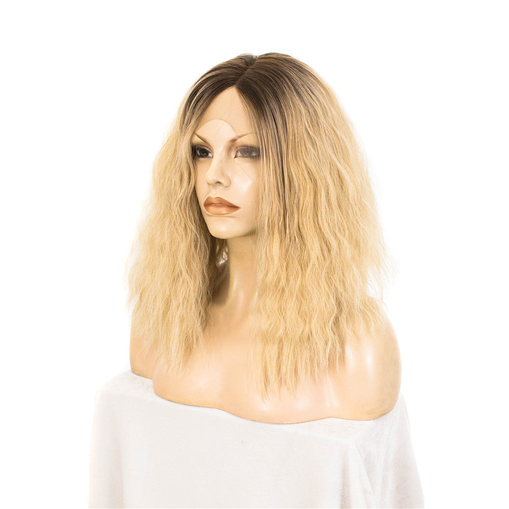 Premium Wig - Rooted Honey Blonde in Medium Curl Lace Front Wig-Lace Front Wig-UNIQSO EU