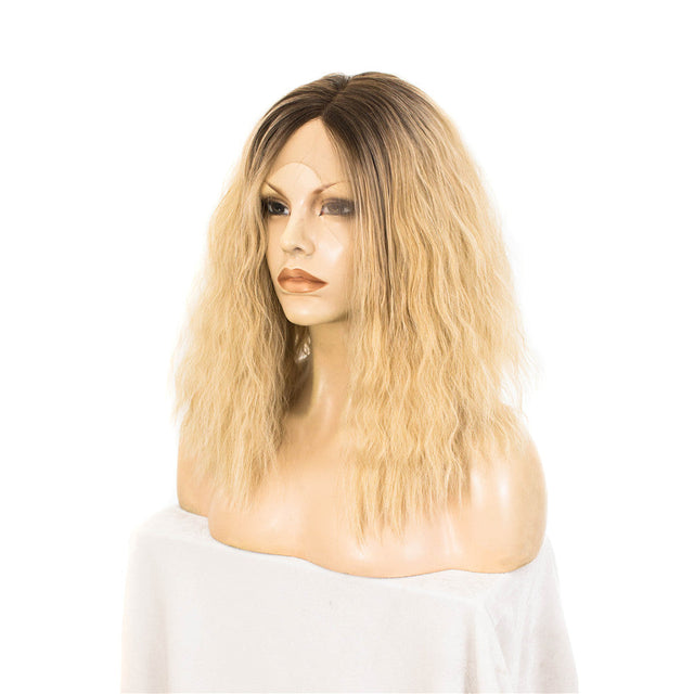 Premium Wig - Rooted Honey Blonde in Medium Curl Lace Front Wig-Lace Front Wig-UNIQSO EU