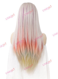 Premium Wig - Strawberry Blonde with Aqua Mint Under Lights Lace Front Wig-Lace Front Wig-UNIQSO EU