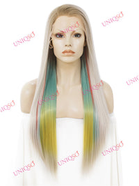 Premium Wig - Strawberry Blonde with Aqua Mint Under Lights Lace Front Wig-Lace Front Wig-UNIQSO EU