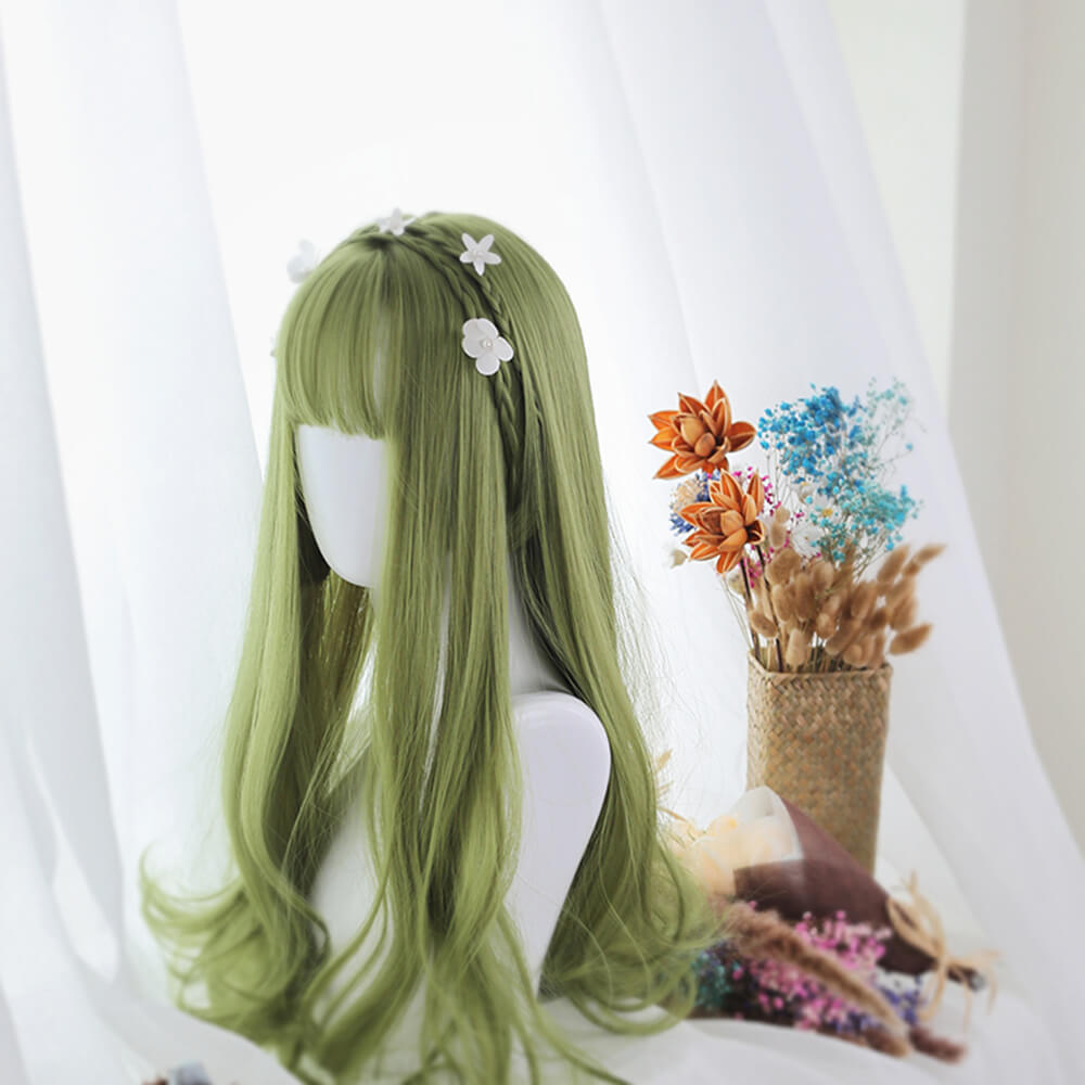 Sage Green Extra Long with Wavy Ends Lolita Wig-Lolita Wig-UNIQSO EU