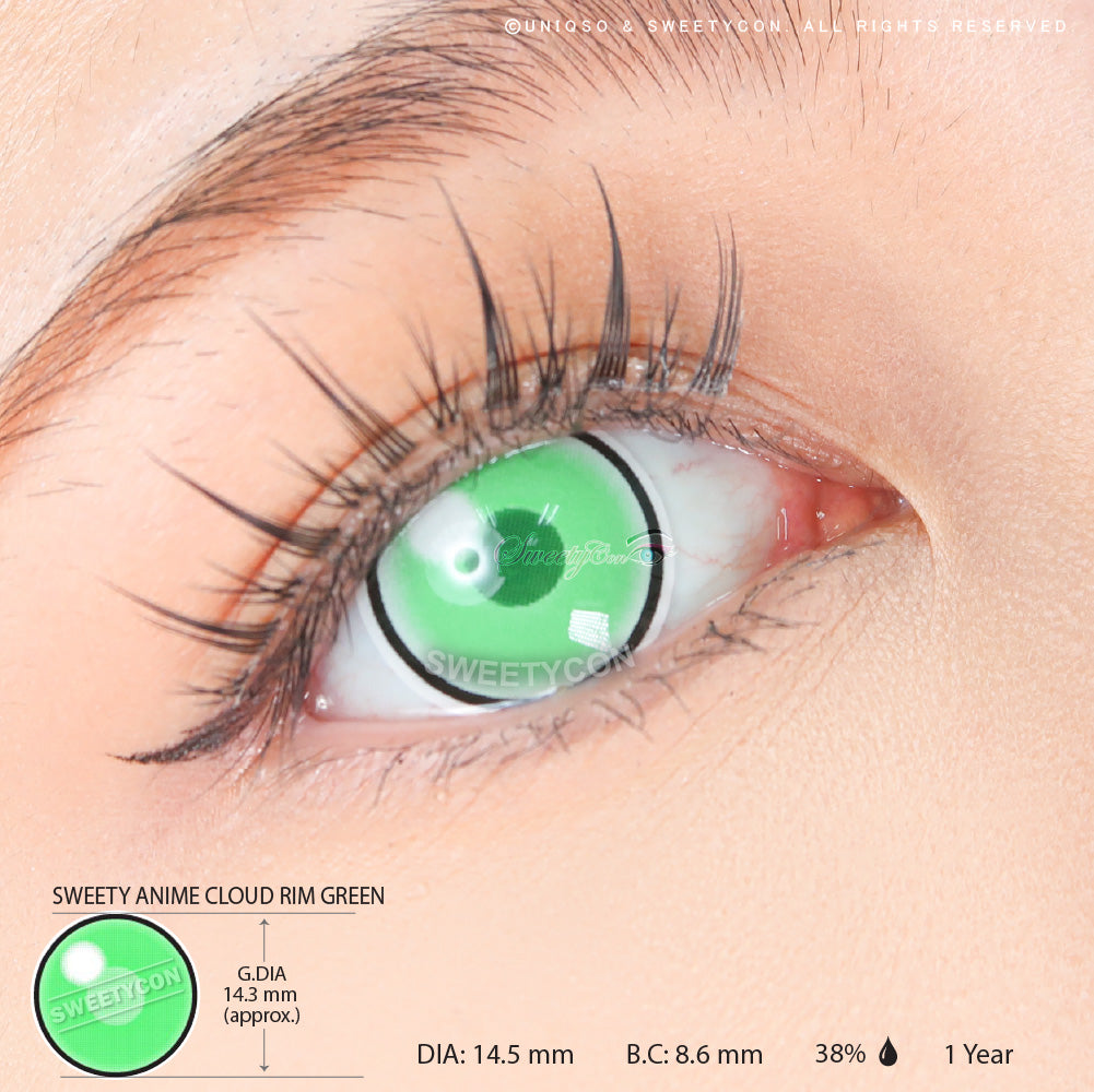 Sweety Anime Cloud Rim Green (1 lens/pack)-Colored Contacts-UNIQSO EU