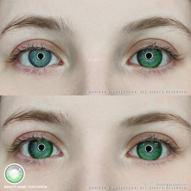 Sweety Anime Tear Green (1 lens/pack)-Colored Contacts-UNIQSO EU