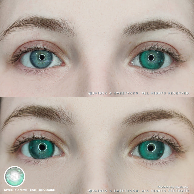 Sweety Anime Tear Turquoise (1 lens/pack)-Colored Contacts-UNIQSO EU