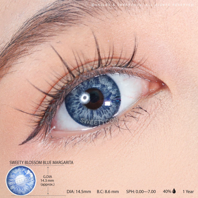 Sweety Blossom Blue Margarita (1 lens/pack)-Colored Contacts-UNIQSO EU