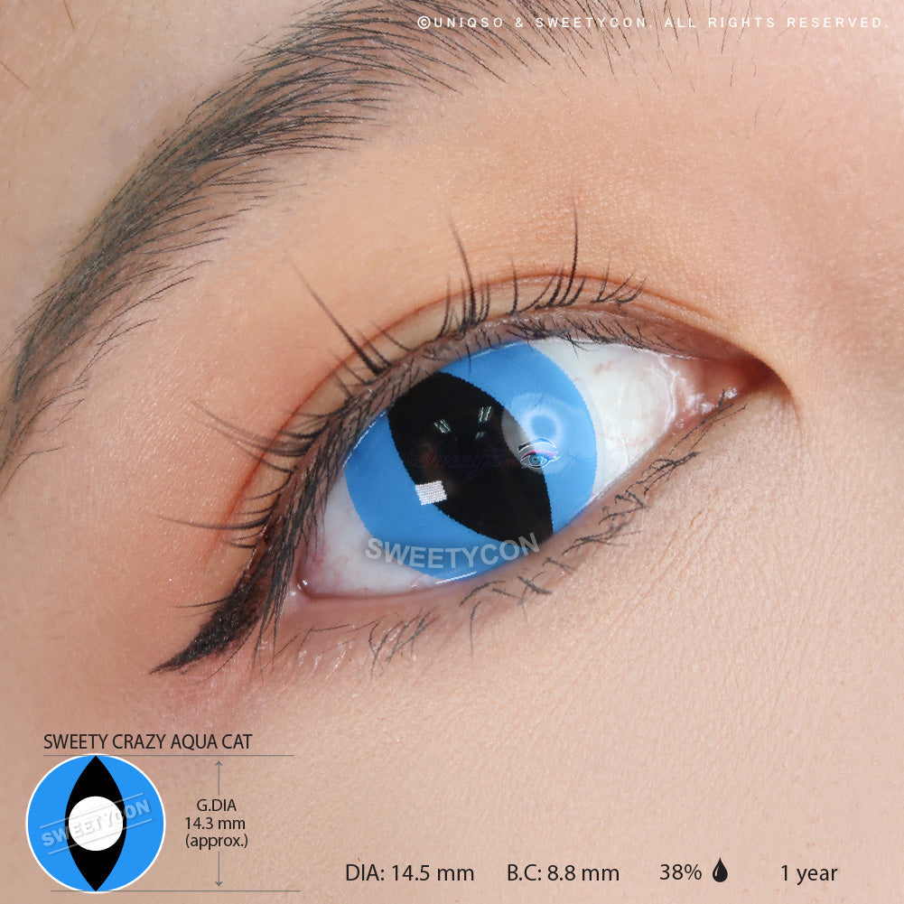 Sweety Crazy Aqua Cat (1 lens/pack)-Crazy Contacts-UNIQSO EU