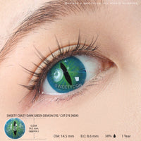 Sweety Crazy Dark Green Demon Eye / Cat Eye (New) (1 lens/pack)-Crazy Contacts-UNIQSO EU