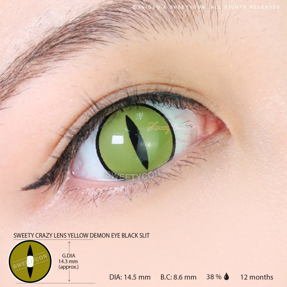 Sweety Crazy Lens Yellow Demon Eye Black Slit (1 lens/pack)-Colored Contacts-UNIQSO EU