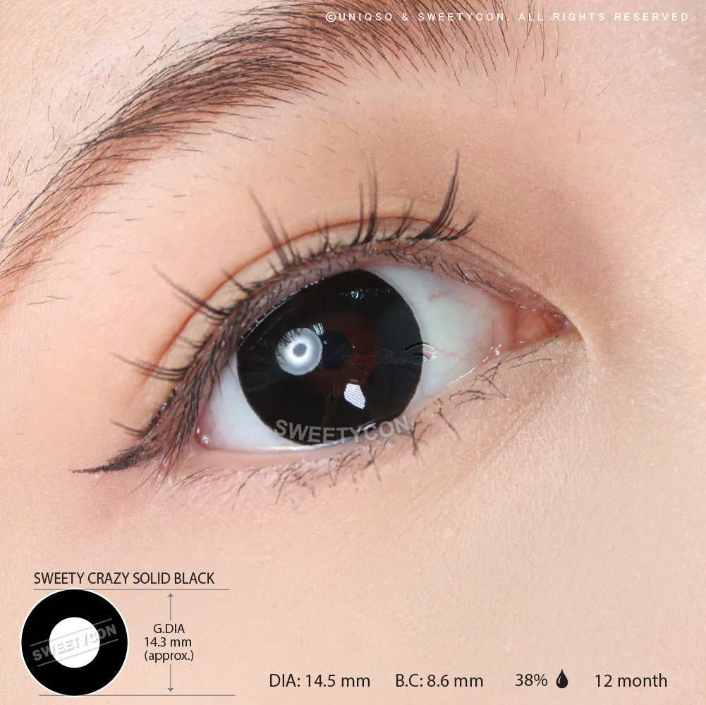 Sweety Crazy Solid Black (1 lens/pack)-Crazy Contacts-UNIQSO EU
