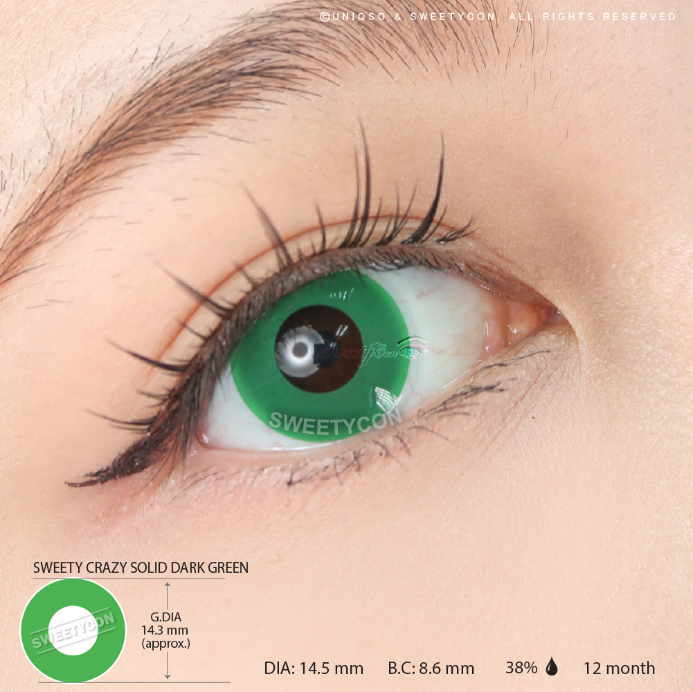 Sweety Crazy Solid Dark Green (1 lens/pack)-Crazy Contacts-UNIQSO EU