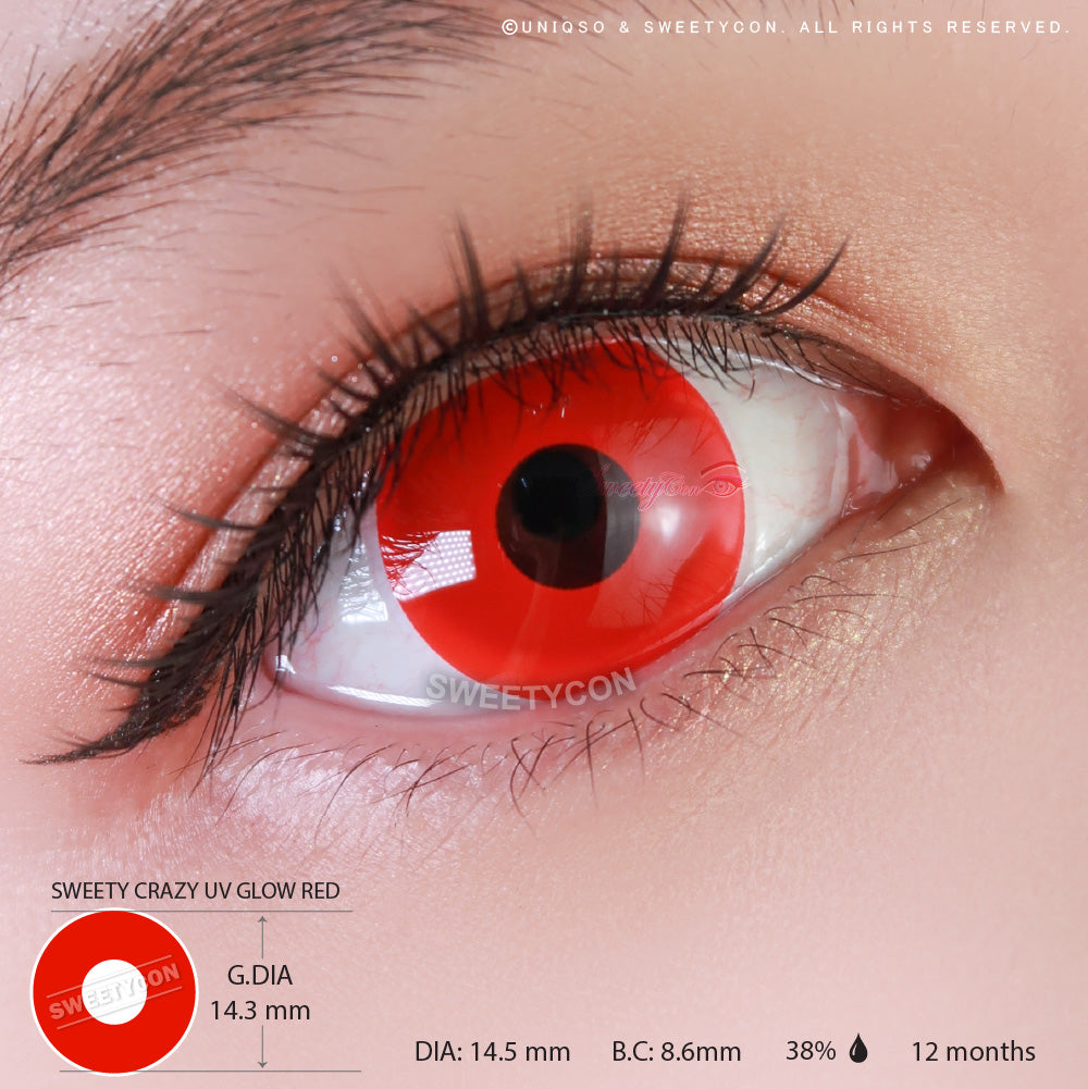 Sweety Crazy UV Glow Red (1 lens/pack)-UV Contacts-UNIQSO EU