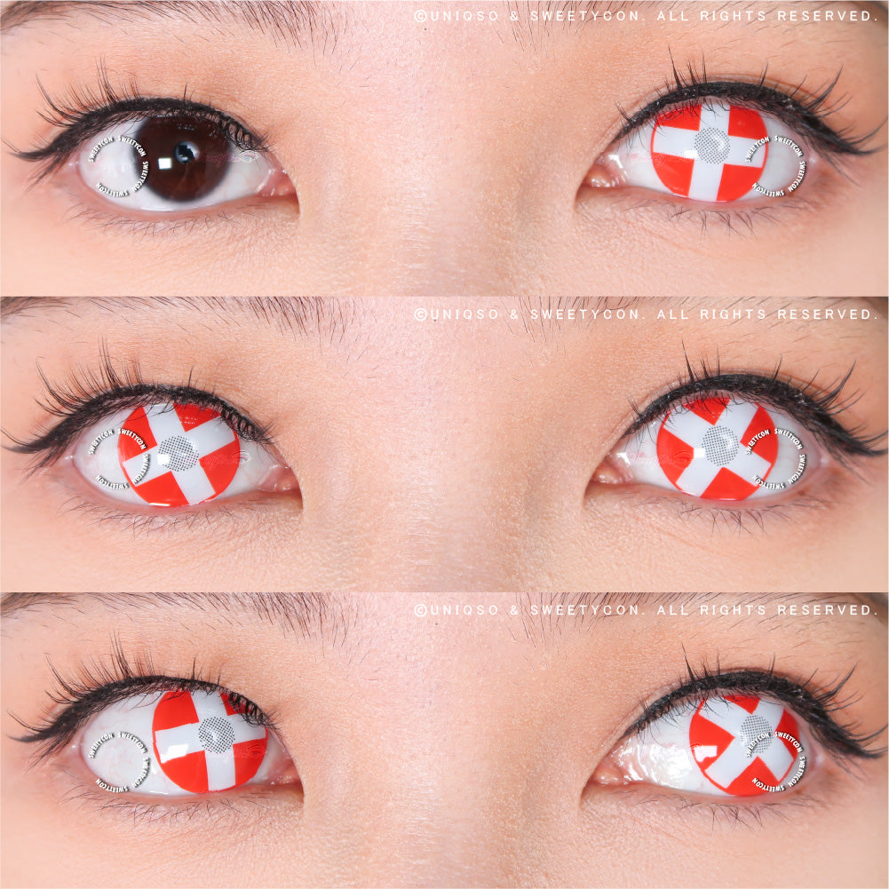 Sweety Crazy White Cross Red Eye (1 lens/pack)-Crazy Contacts-UNIQSO EU