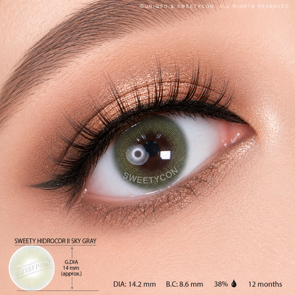 Sweety Hidrocor II Sky Grey (1 lens/pack)-Colored Contacts-UNIQSO EU