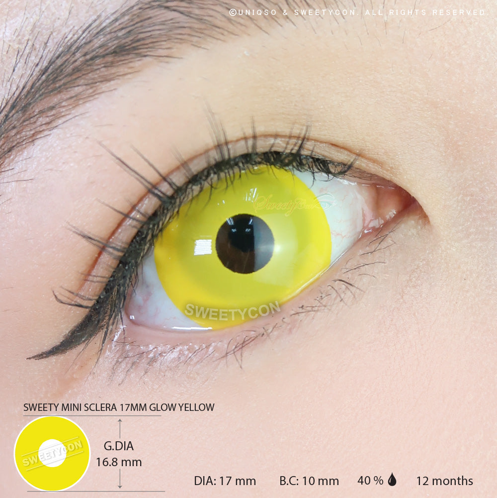 Sweety Mini Sclera UV Glow Yellow (1 lens/pack)-Mini Sclera Contacts-UNIQSO EU
