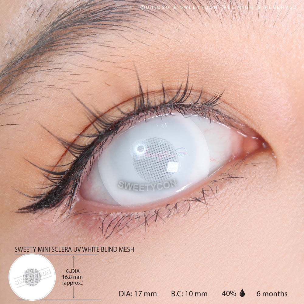 Sweety Mini Sclera UV White Blind Mesh (1 lens/pack)-Mini Sclera Contacts-UNIQSO EU