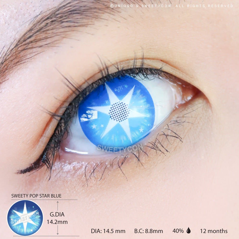 Sweety Pop Star Blue (1 lens/pack)-Colored Contacts-UNIQSO EU