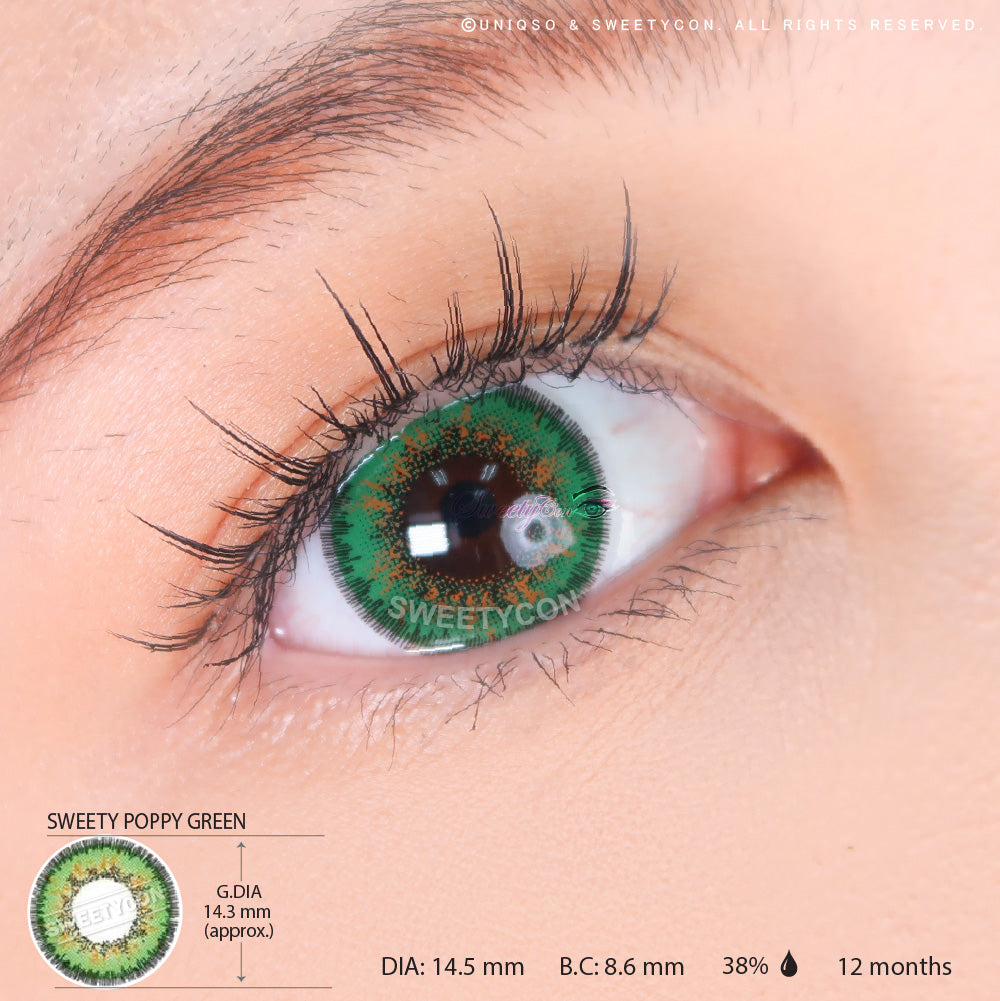 Sweety Poppy Green (1 lens/pack)-Colored Contacts-UNIQSO EU