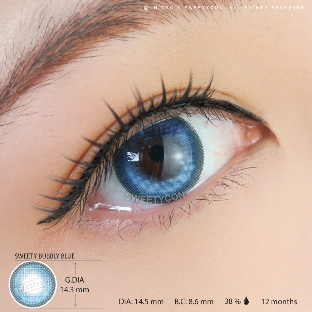 Sweety Bubbly Blue (1 lens/pack)-Colored Contacts-UNIQSO